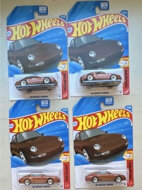 Mattel Hot Wheels Porsche Carrera Toy Car - Copper Brown-  Lot of 4